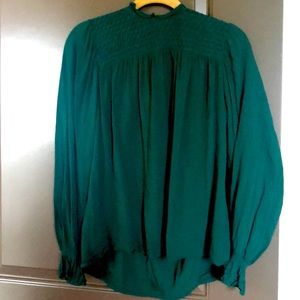 Emerald green high neck blouse